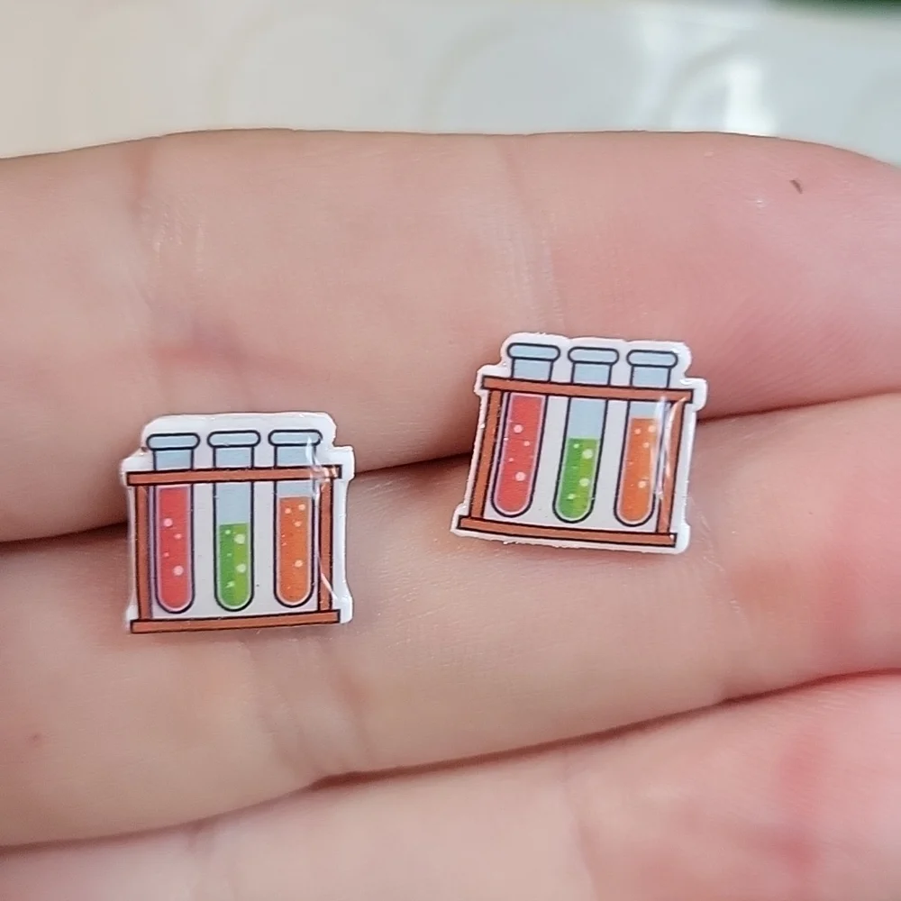 Test Tube Stud Earrings, unisex